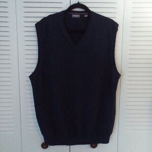 VAN HEUSEN FLEX XL NAVY SWEATER VEST KNIT RIBBED COTTON BLEND OFFICE GOLF SPORTY